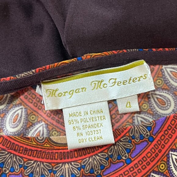 Cap Sleeve Mini Dress Aztec Print Brown Blue and Orange Morgan Mcfeeters Size 4 - Picture 7 of 7